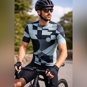 Rapha Geometric Cycling Jersey Shirt Men’s Medium Black Performance Bike Top